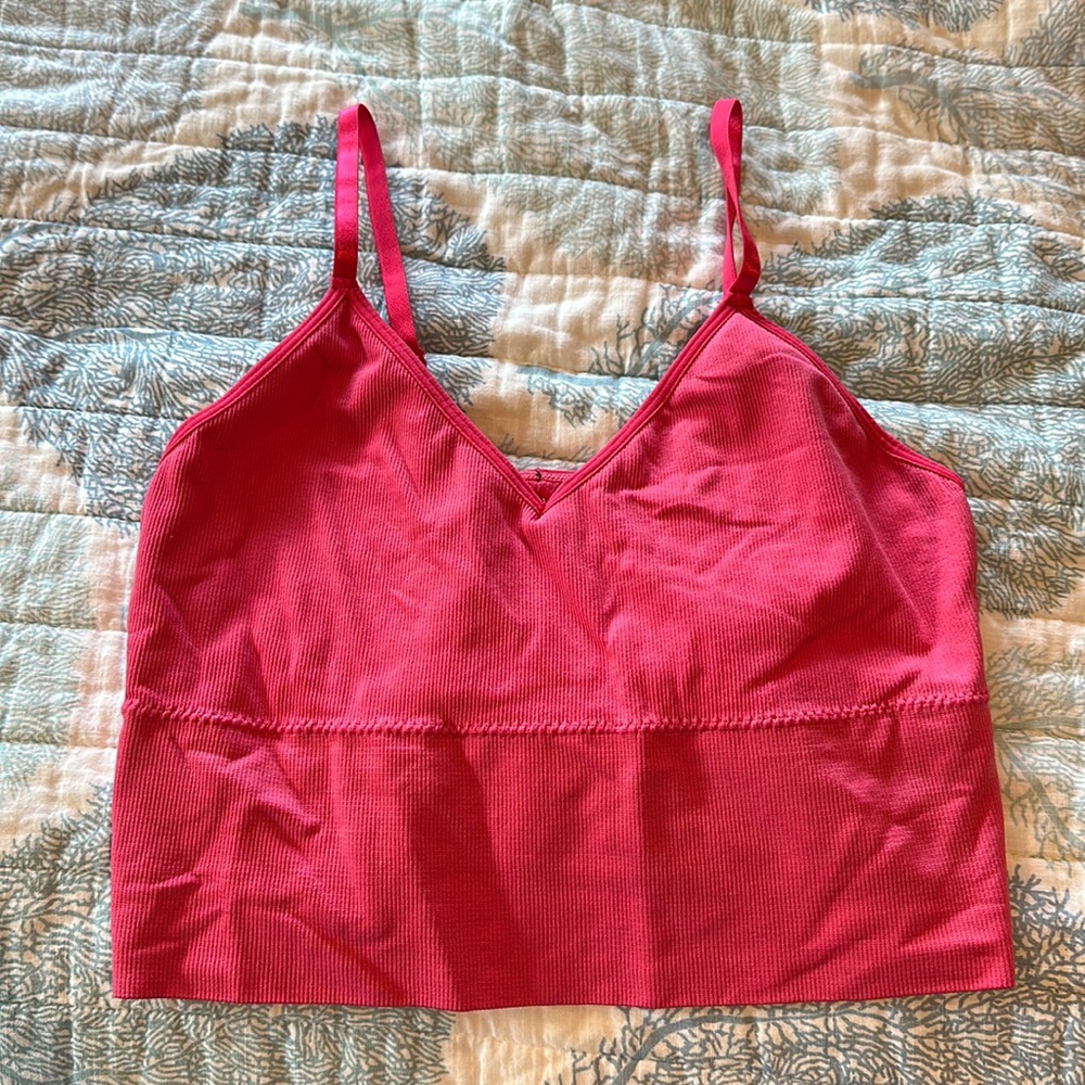 Skinnygirl hot pink cropped top spaghetti straps. Size XL, stretchy & comfy!